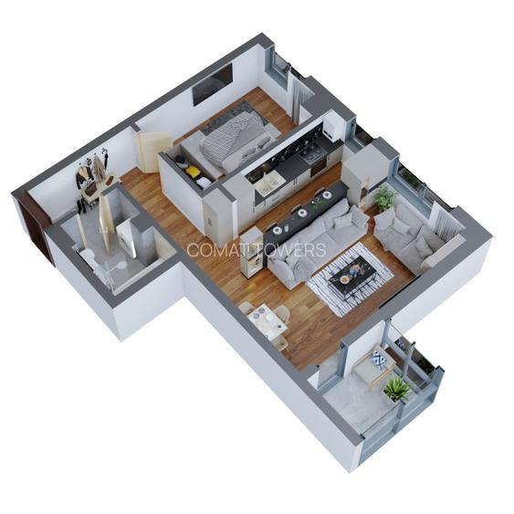 Apartament 2 Camere | TIP 2 | 58mp | Complex Comat Towers - 2