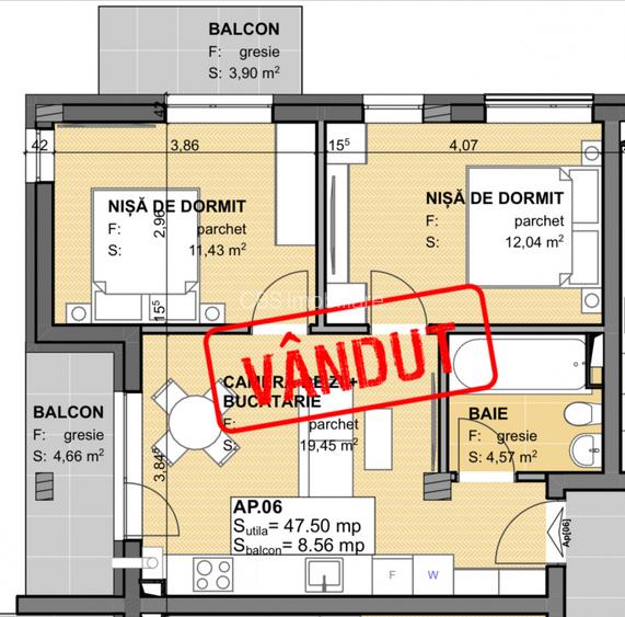 Apartament de vanzare premium cu 3 camere la stadiul de finisat in Apahida  - 12