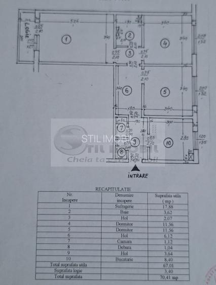 Ap. 3 camere CD- 71mp - Mircea cel Batran - et. intermediar - 125.500e - 14