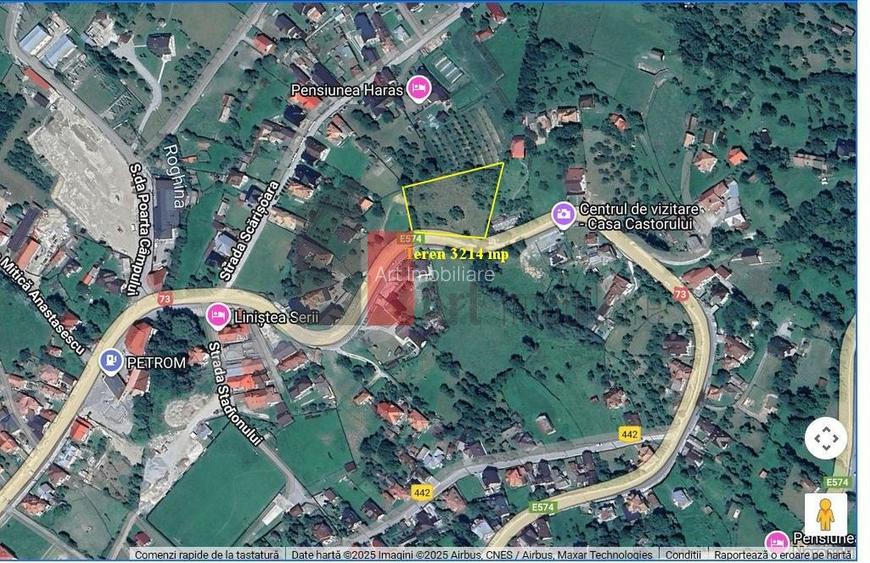 Teren intravilan 3214 mp  în Rucăr cu deschidere 56 m în DN73 - 2