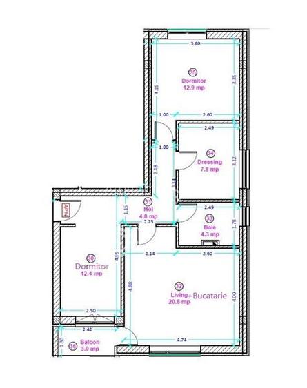 Apartament cu 3 camere decomandate etaj 1 zona Shopping City - 3