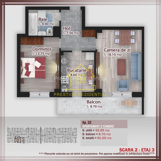 INVESTITIE 2 cam.61.55mp–TITAN-PALLADY–Metrou–Decomandat - 8