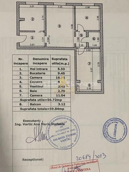 Apartament 3 camere, 60 mp, bloc monolit, centrala, boxa, metrou 1 Decembrie - 9