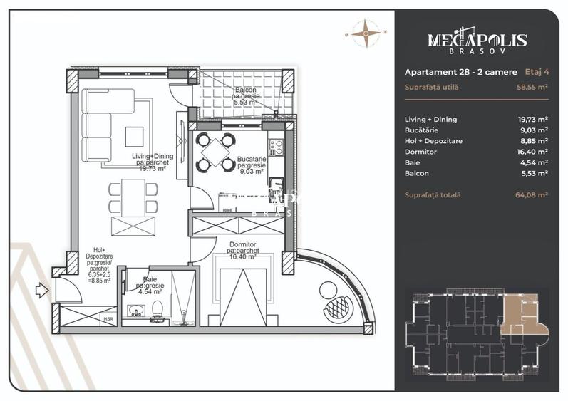 Apartament 2 camere |  Coresi |  Platǎ Tranșe | Credit - 3