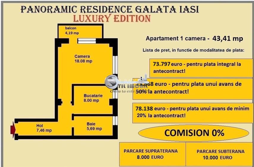 Apartament 1 camera de vanzare in Iasi, Galata, 43,41 mp, bloc nou - 2