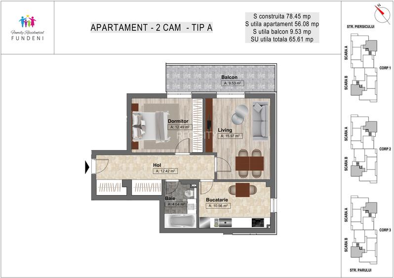 2 CAM DECOMANDAT, 66 mp utili,  CADOU: BOXA DEPOZITARE, zona Fundeni - 1
