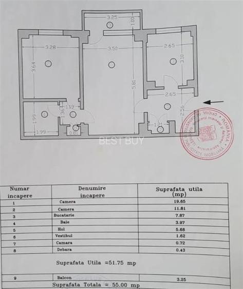 SEBASTIAN JUMBO, 55 MP SEMIDECOMANDAT ETAJ 7/8 BLOC 1986 REABILITAT - 15