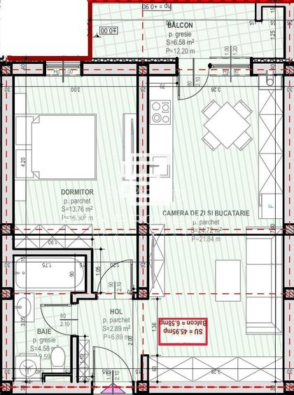 Apartament 2 camere 46 mp-etaj 1 -Șelimbăr, zona Unirii - 1