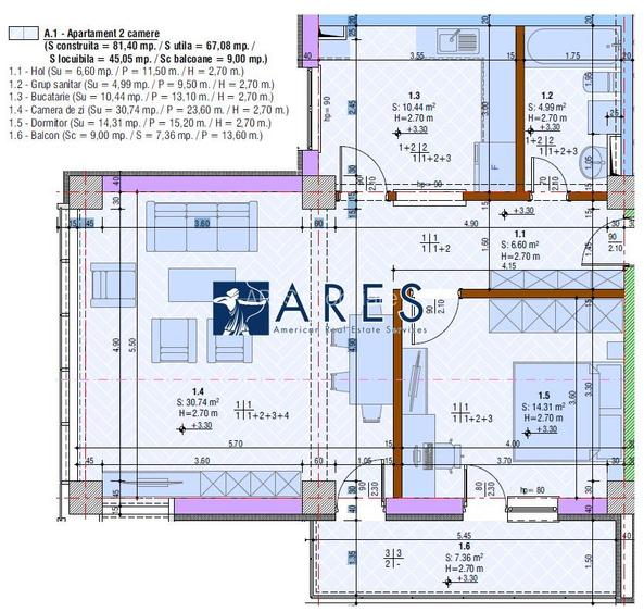 Bloc nou | Ozon Tower | Central | 2 camere | Et. 2 - 3