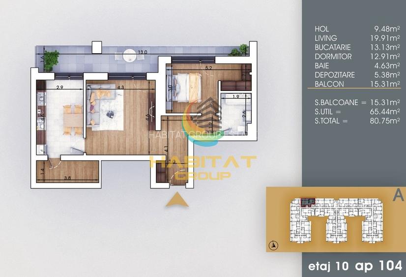 Pallady 2 camere decomandat 81 mp la 8 minute metrou N.Teclu - 2