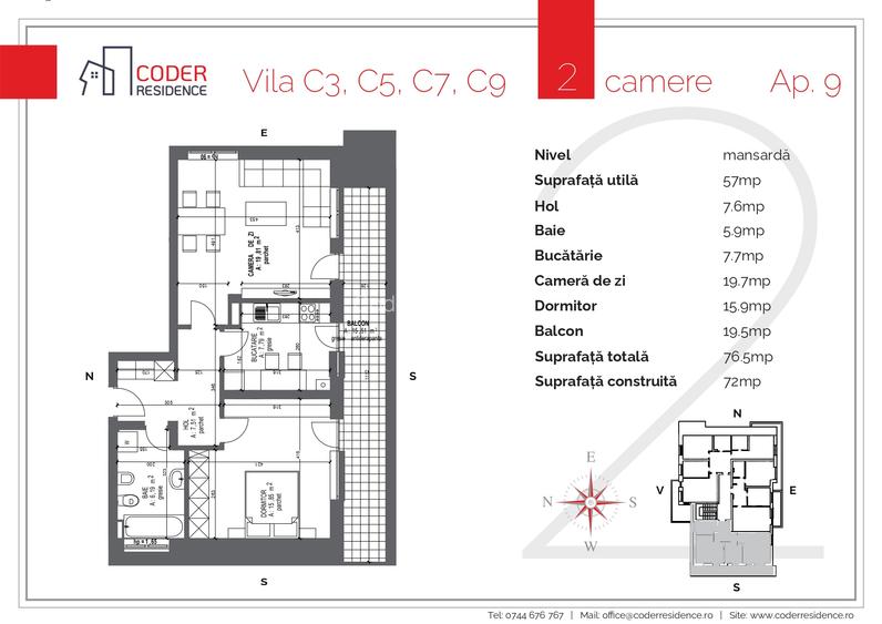 Apartament 2 camere cu vedere panoramică spre Tâmpa/Postăvarul -Coder Residence - 1