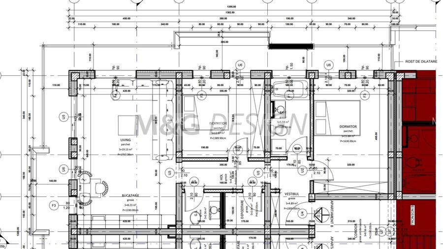 3 camere  bloc nou, 80 mp utili , balcon de 20 m - 39