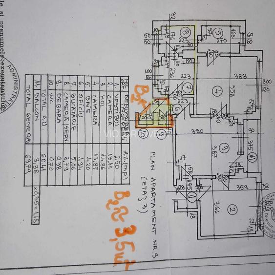 Mosilor, Central, apart 3 cam et 3 - 1
