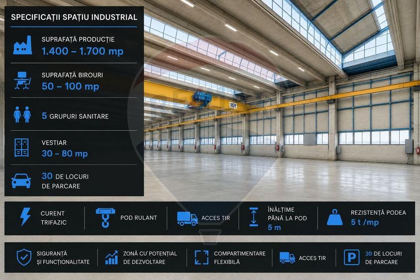 Doar 3 €/mp | Hală industrială 1.400 mp | Ghimbav - Brasov