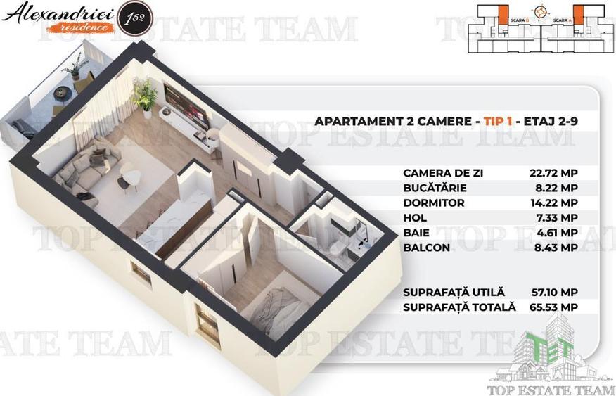 Apartament Nou cu 2 Camere, Soseaua Alexandriei