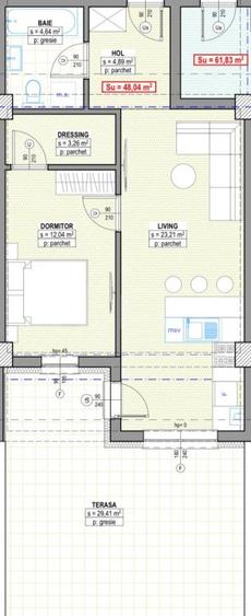 Apartament 2 camere, 48mp, cu terasa de 22 mp, plata la dezvoltator, Suceava