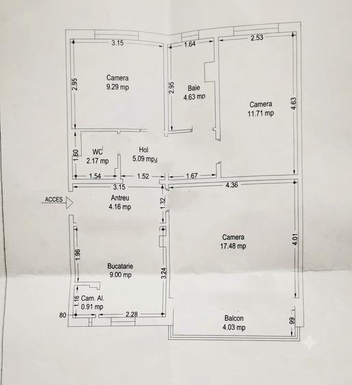 APARTAMENT 3 CAMERE .. decomandat..COMPLEXUL STUDENȚESC