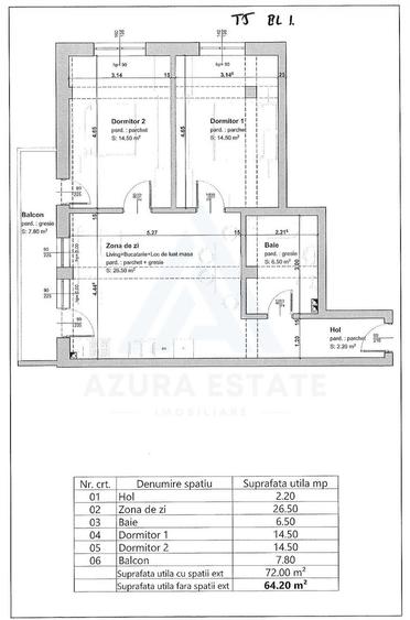 Apartament constructie premium 3 camere 64.2 mp utili etaj 1 Selimbar
