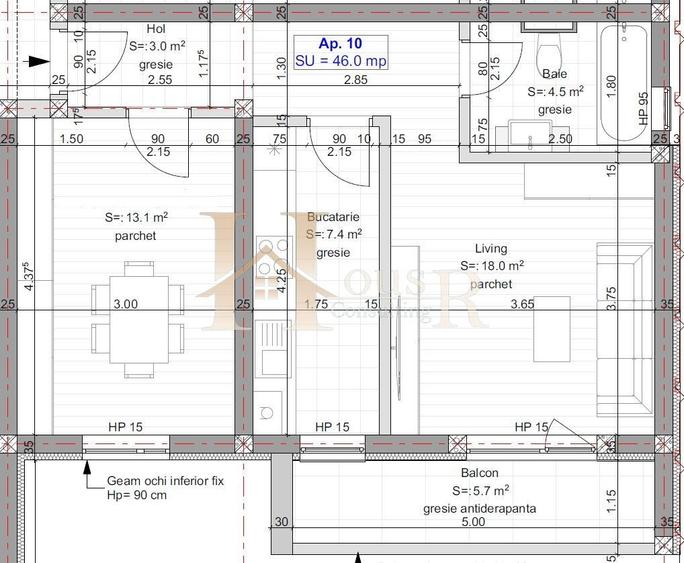 Apartament cu bucatarie inchisa la etajul 1. Decomandat !