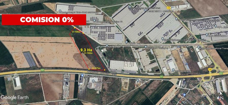 Teren intravilan industrial-logistic 93.000 mp / A1 km 23 / POT 60%, CUT 4,2