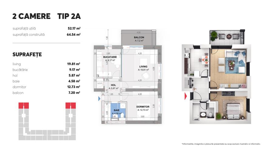 Apartament 2 camere Tip A Plaza Residence Faza 6