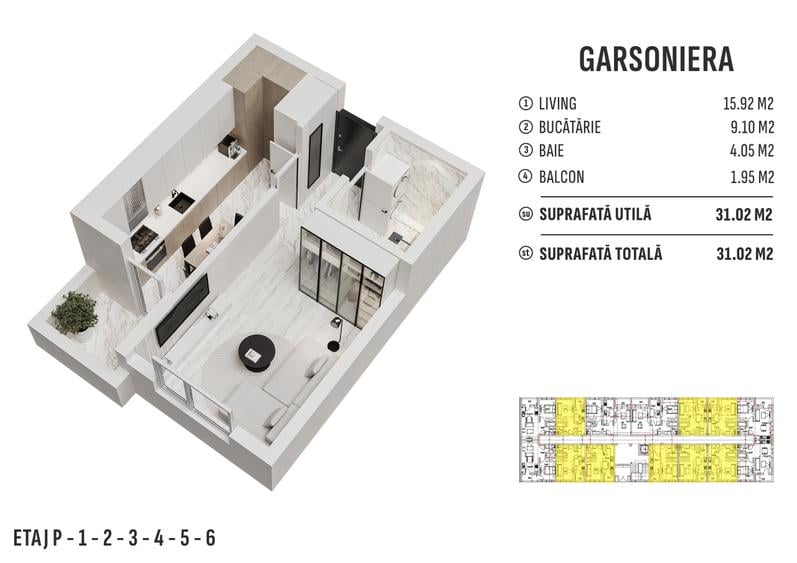 Garsoniera  de Vanzare-Militari Residence-Comision0%-Bloc Nou