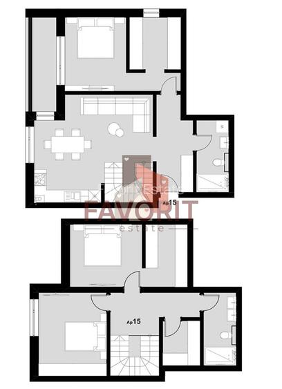Apartament cu 4 camere pe 2 nivele. 108 mp utili. Comision 0% - 20