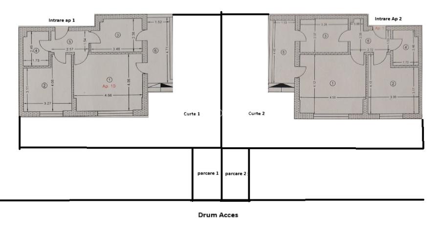 Metrou Berceni - 2x2 camere 53mp + curte proprie 50mp  + parcare - 2