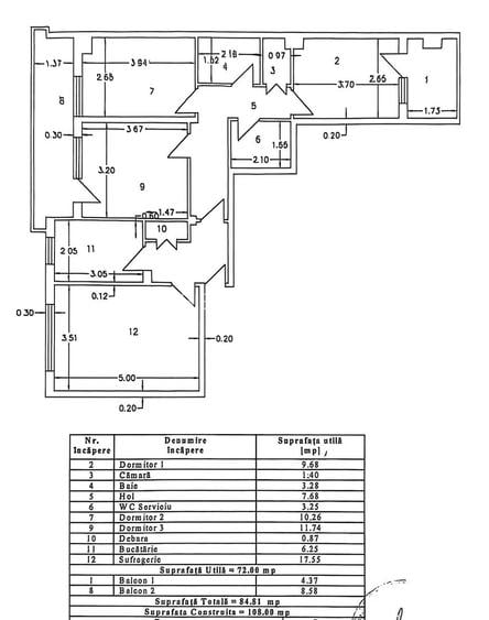 Apartament cu 4 camere, etaj 3, VASLUI zona Ultracentrală; - 11