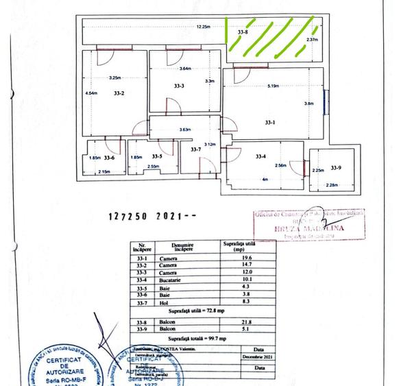 Apartament diferit 3 camere decomandat 99,70 total - cu terasa de 27 mp - 2