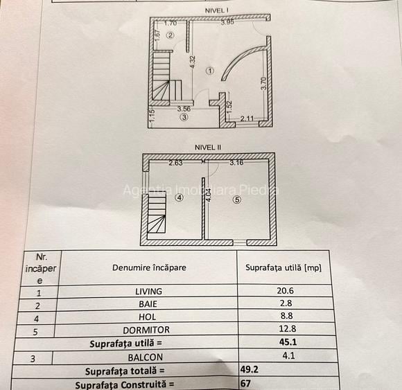 Vand apartament de 2 camere,la mansarda, etaj 5,situat in Valea Aurie,50m+balco - 10