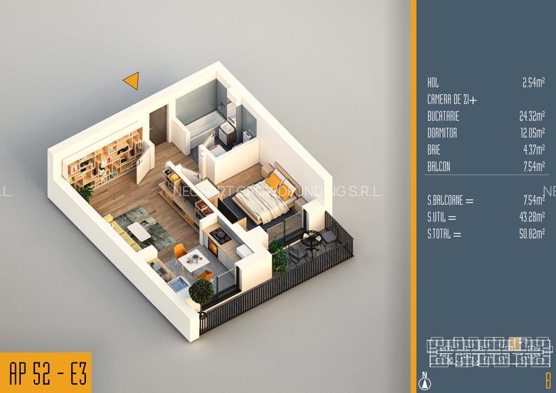 Neofort 84- Studio modern ideal pentru investitie, bloc nou Pallady, - 7