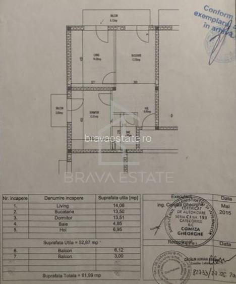 Apartament 53 mp, 2 balcoane,  loc de parcare,  zona Eroilor Florești - 8