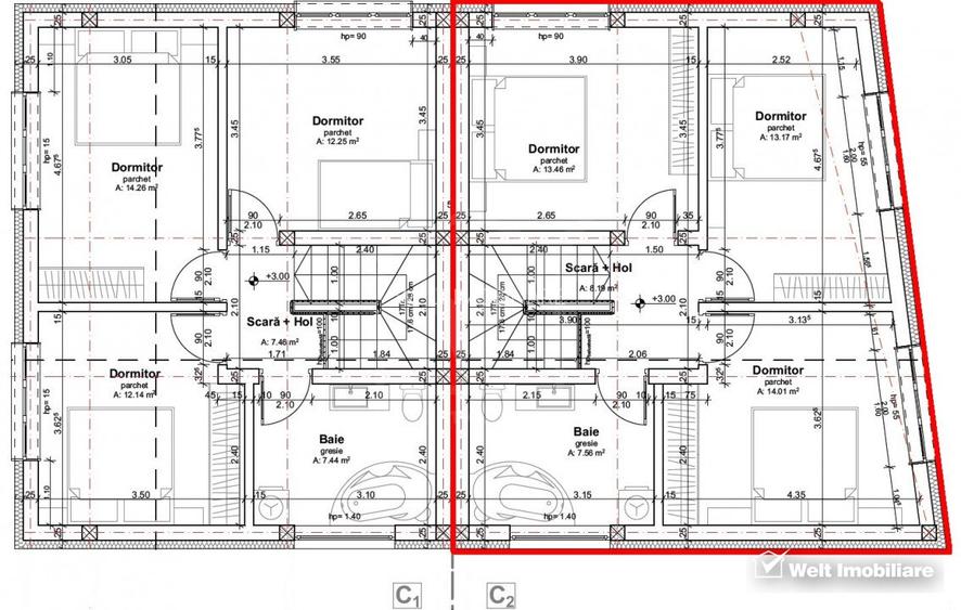 Duplex 4 camere, S+P+M, 156 mp utili, 280 mp teren,Dambul Rotund, zona linistita - 9