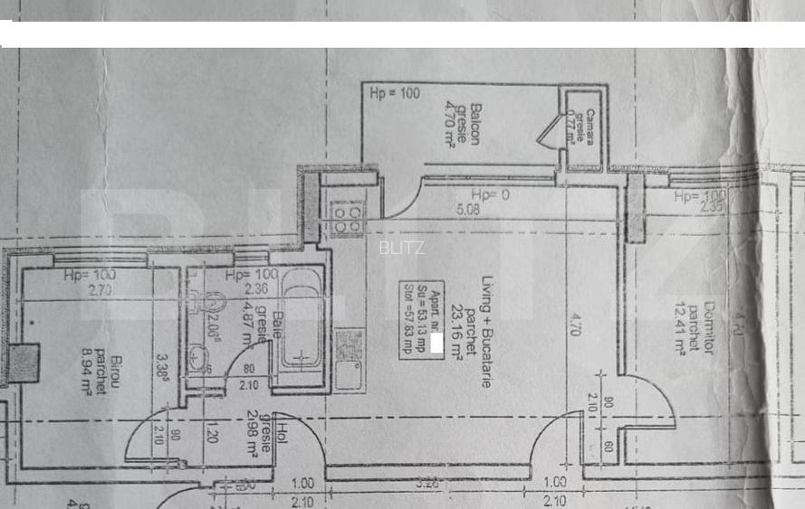 Baie cu geam! 3 camere, semifinisat, 58mp, zona BMW - 5