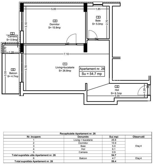 Ap 26 Teilor Residence - 2 camere FINISAT - 1