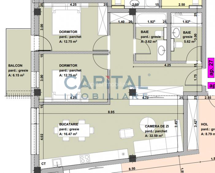 Apartament de vanzare, etaj 2, 3 camere, 106mpc, Centru Vechi, comision 0% - 2