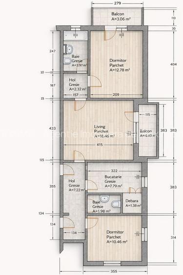 3 camere, 2 băi, 2 balcoane, 71 mp utili, zona Lipovei - 9