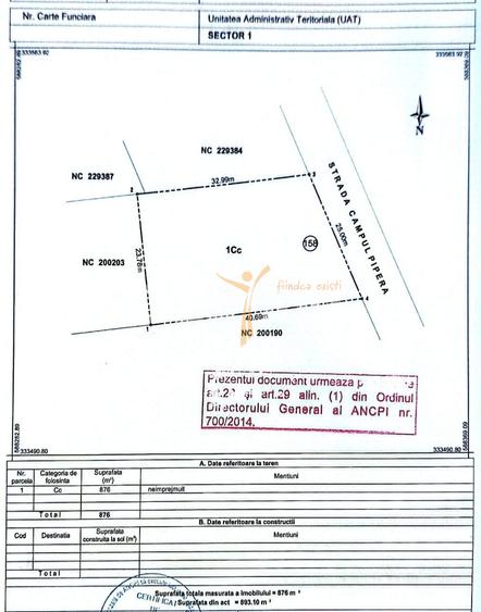 Teren intravilan 876 mp | deschidere 25 ml | zonă Pipera - 1