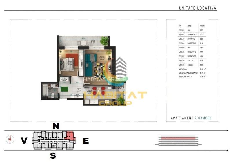 Pallady 2 camere decomandat 65 mp + LOC PARCARE GRATUIT - 2