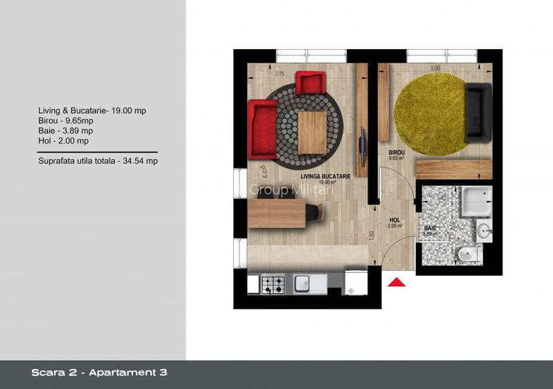 Apartament 2 camereDirect Dezvoltator Weiner 12 Residence Militari - 17