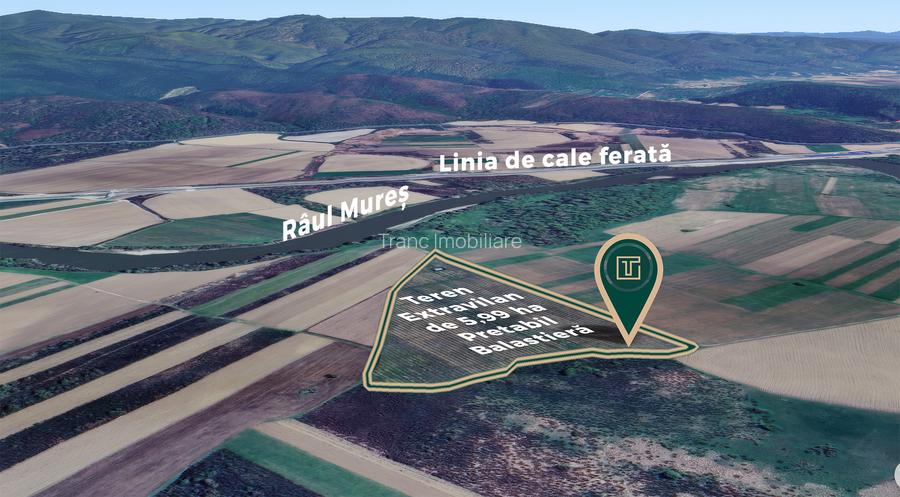 Teren extravilan de 5,99 ha la 200 m de Mureș, ideal pentru balastieră în Ususău - 2