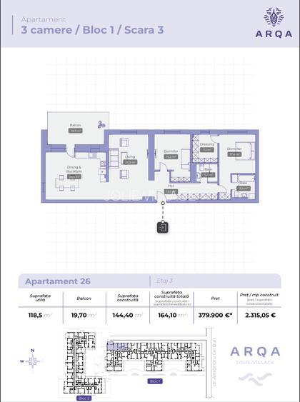 Direct Dezvoltator 3 Camere 138MP Arqa Jolie Village Pipera - 1