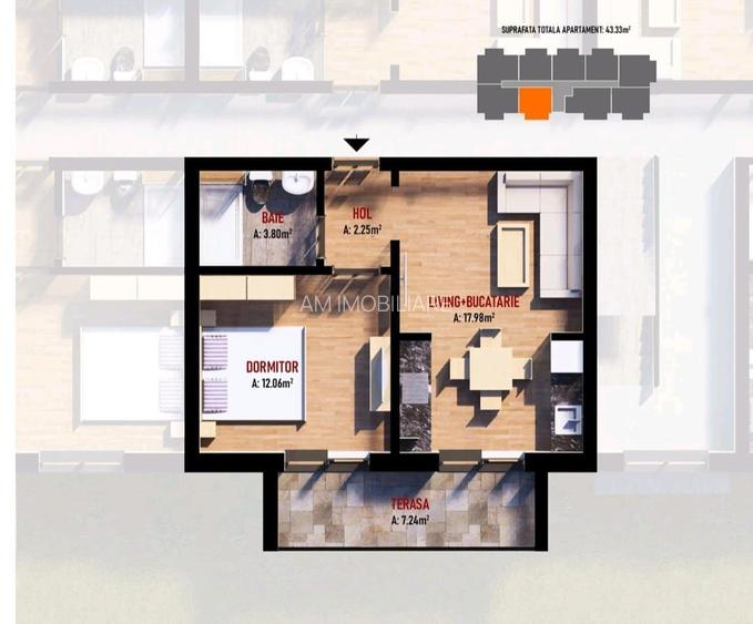 STUDIO - DORMITOR SEPARAT, FINISAJE PREMIUM, PREDARE IUNIE, COMIS 0% - 7