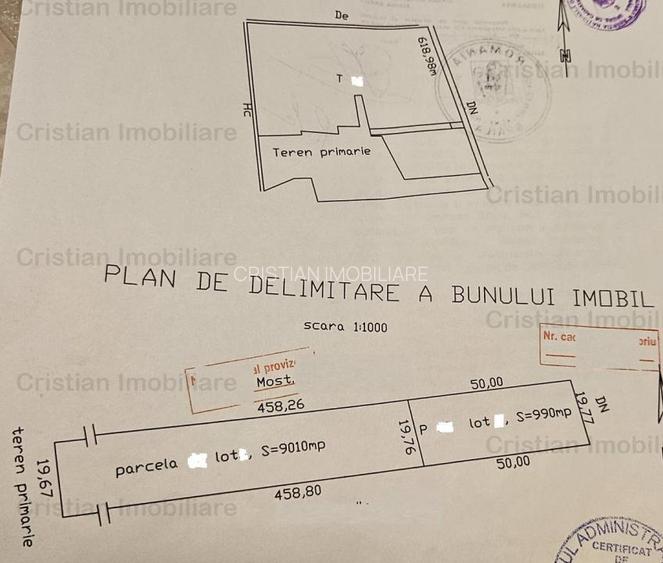 CENTURA 15E mp , intravilan de constructii - 10.000 mp deschidere 20mp - 2