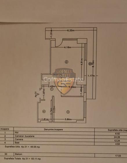 2 camere,  Mamaia zona Butoaie, 65.11mp, Balcon 17mp, etaj 2, complet mobilat - 20