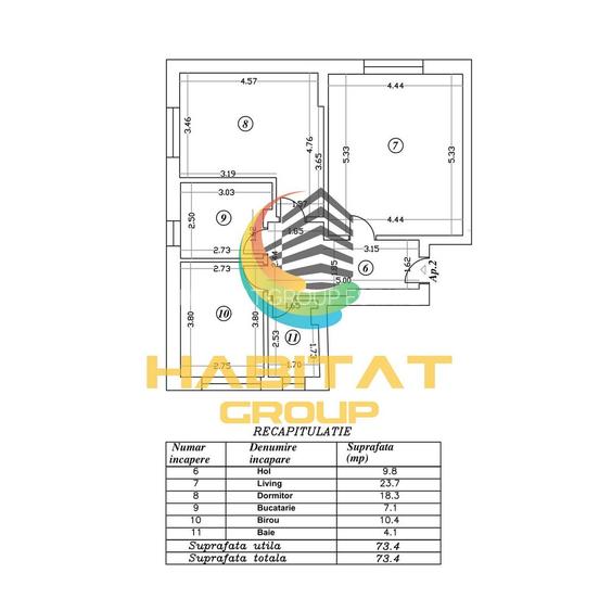 Apartament 3 Camere Decomandat Sector 4 Grand Arena 73.4Mp - 1