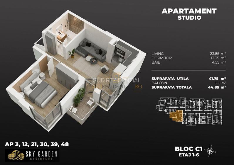 Apartament de tip studio, modern, 2 camere, acces facil metrou Berceni - 1