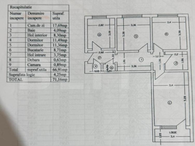 Apartament 3 camere, 71,16 mp, zona Alexandru cel Bun - 5
