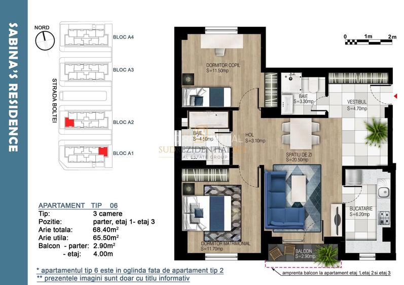 Zona Bd Brancoveanu - Apartament nou, 3 camere, decomandat, finisat - 1